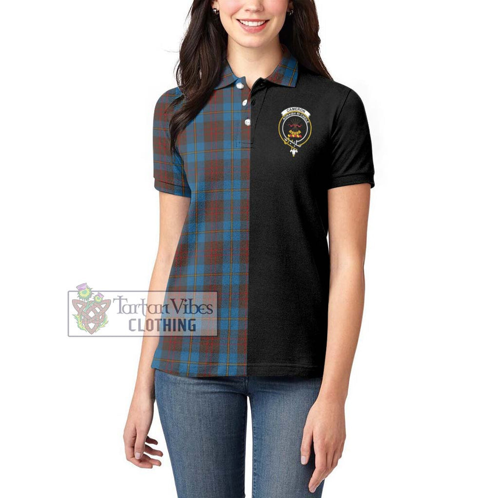 Cameron Hunting Tartan Women's Polo Shirt with Family Crest and Half Of Me Style - Tartanvibesclothing Shop