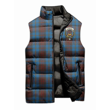 Cameron Hunting Tartan Sleeveless Puffer Jacket with Family Crest