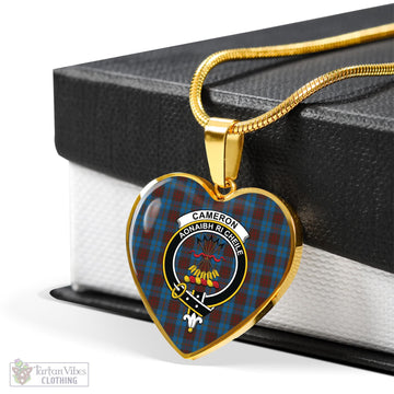 Cameron Hunting Tartan Heart Necklace with Family Crest