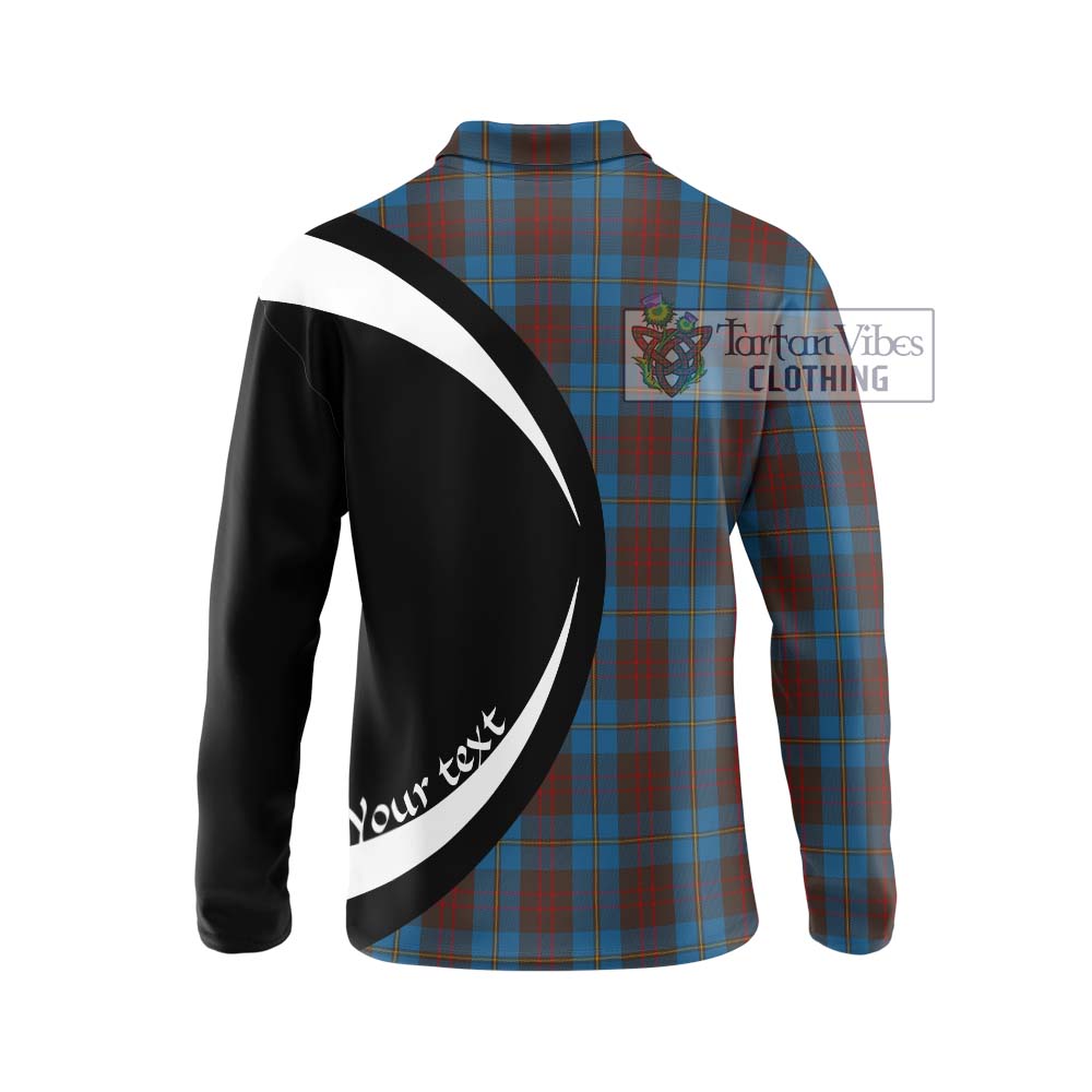 Cameron Hunting Tartan Long Sleeve Polo Shirt with Family Crest Circle Style - Tartan Vibes Clothing