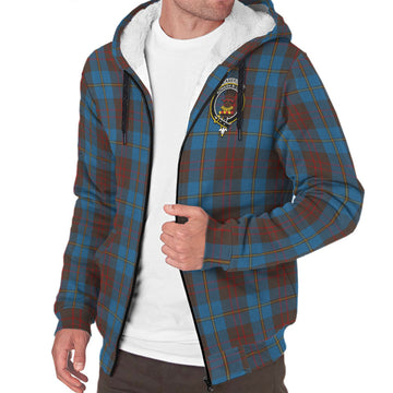 Cameron Hunting Tartan Sherpa Hoodie with Family Crest