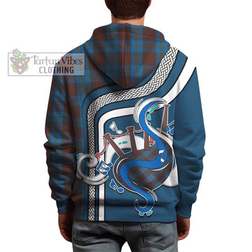 Cameron Hunting Tartan Hoodie with Epic Bagpipe Style