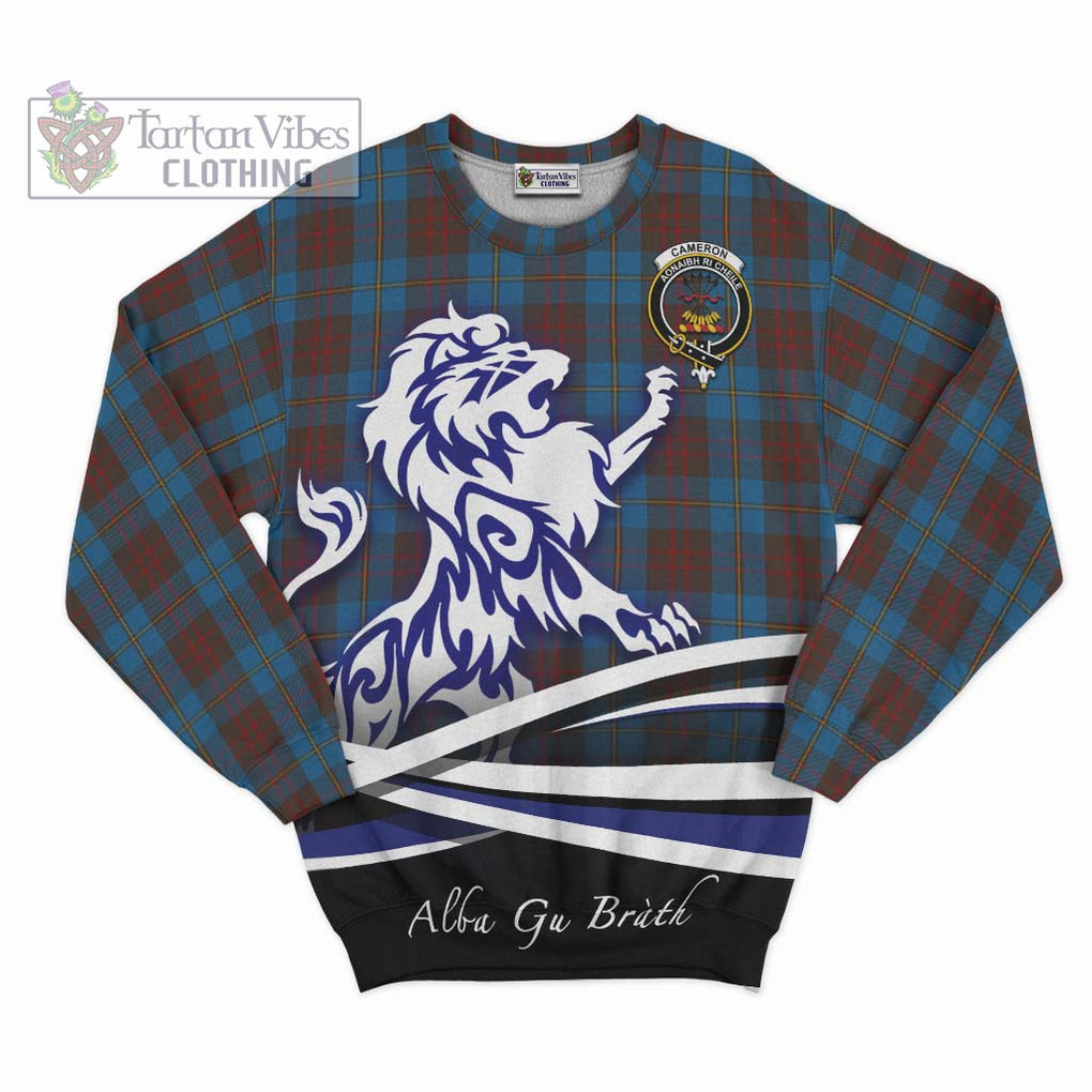 Cameron Hunting Tartan Sweatshirt with Alba Gu Brath Regal Lion Emblem - Tartanvibesclothing Shop