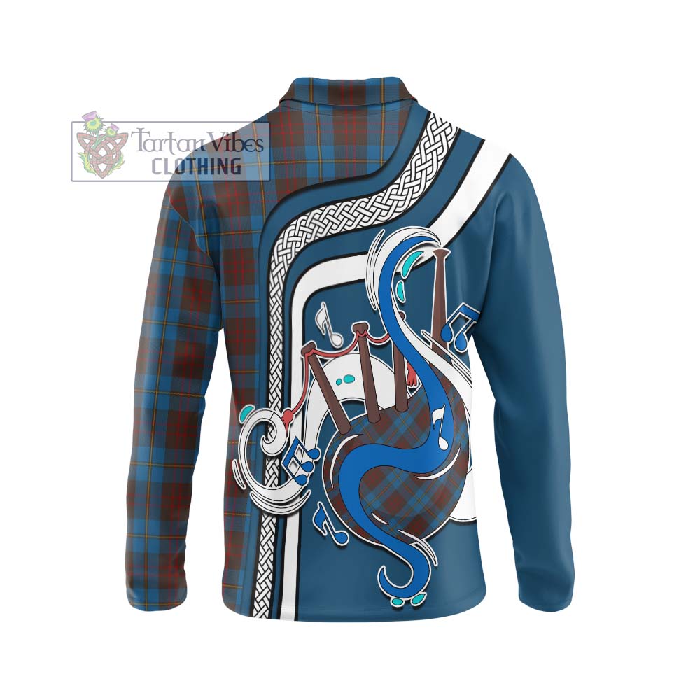 Tartan Vibes Clothing Cameron Hunting Tartan Long Sleeve Polo Shirt with Epic Bagpipe Style