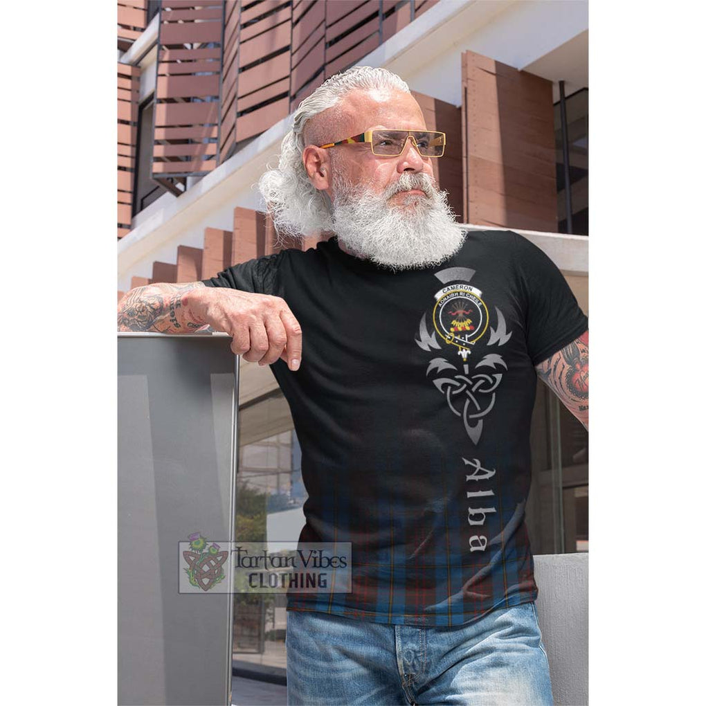 Tartan Vibes Clothing Cameron Hunting Tartan Cotton T-shirt Featuring Alba Gu Brath Family Crest Celtic Inspired