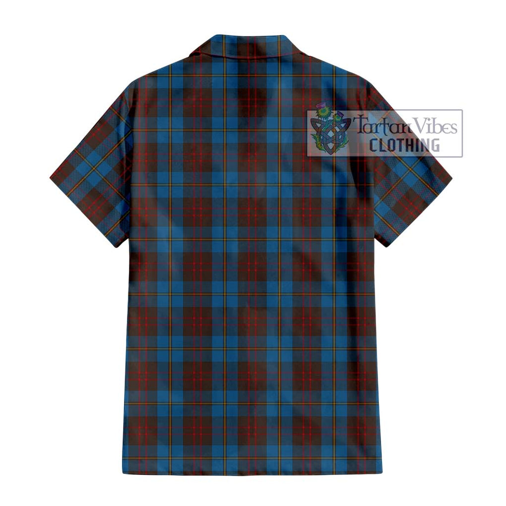 Cameron Hunting Tartan Short Sleeve Button Shirt with Family Crest DNA In Me Style - Tartanvibesclothing Shop