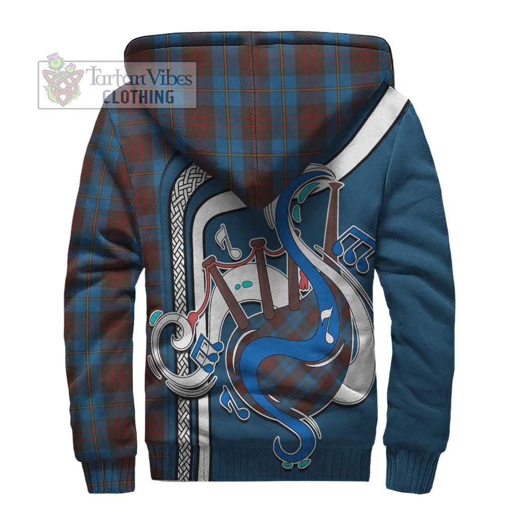 Cameron Hunting Tartan Sherpa Hoodie with Epic Bagpipe Style - Tartanvibesclothing Shop