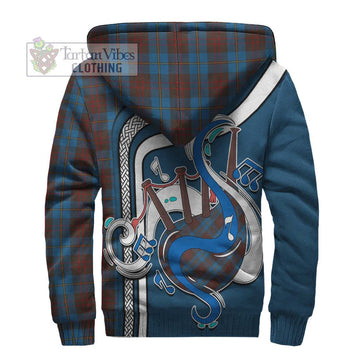 Cameron Hunting Tartan Sherpa Hoodie with Epic Bagpipe Style