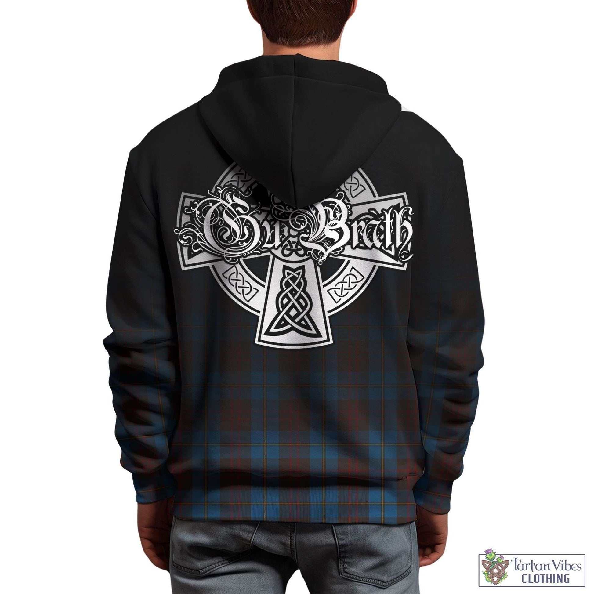 Tartan Vibes Clothing Cameron Hunting Tartan Hoodie Featuring Alba Gu Brath Family Crest Celtic Inspired