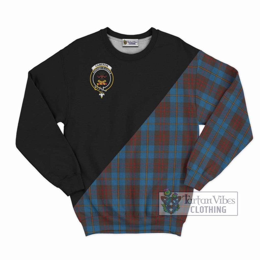 Cameron Hunting Tartan Sweatshirt with Family Crest and Military Logo Style - Tartanvibesclothing Shop