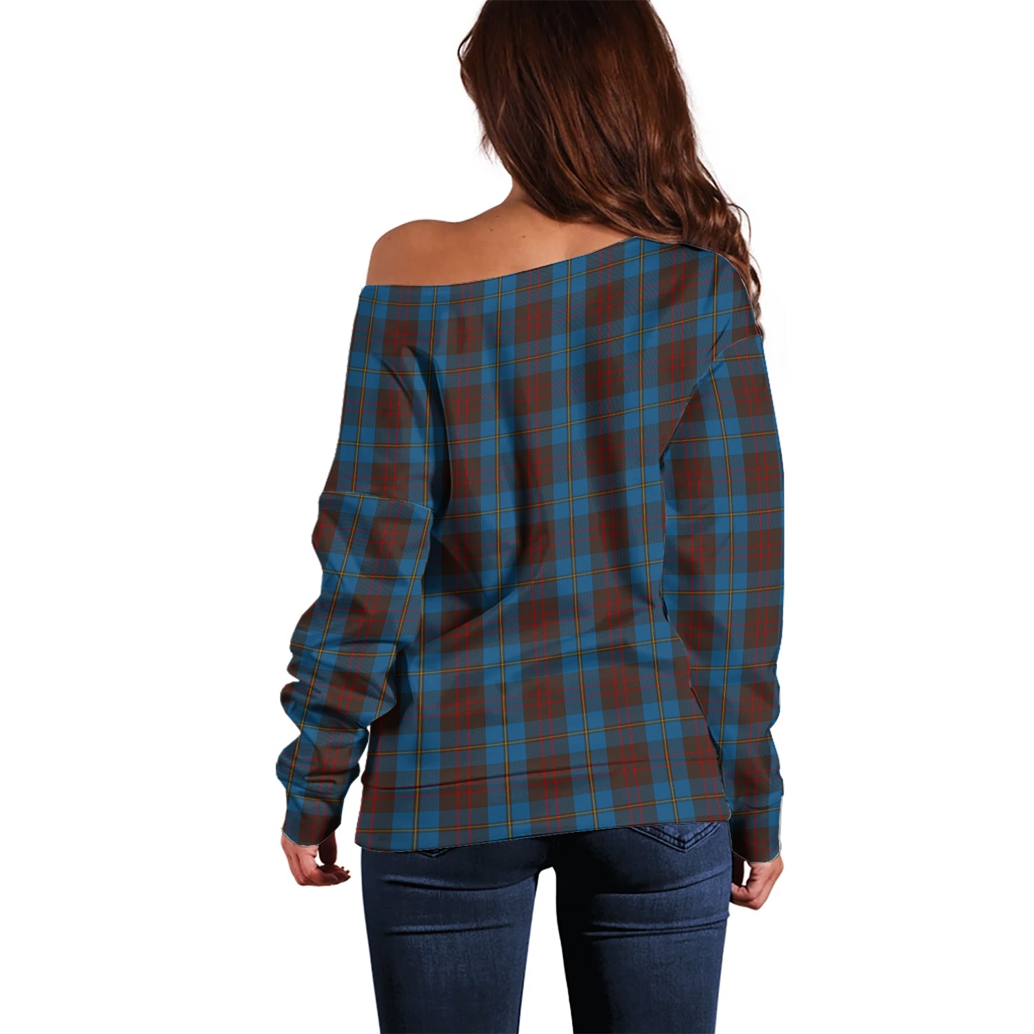 Cameron Hunting Tartan Off Shoulder Women Sweater with Family Crest - Tartanvibesclothing