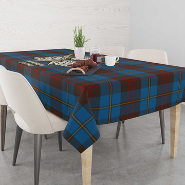 Cameron Hunting Tartan Tablecloth with Clan Crest and the Golden Sword of Courageous Legacy
