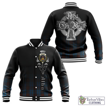 Cameron Hunting Tartan Baseball Jacket Featuring Alba Gu Brath Family Crest Celtic Inspired