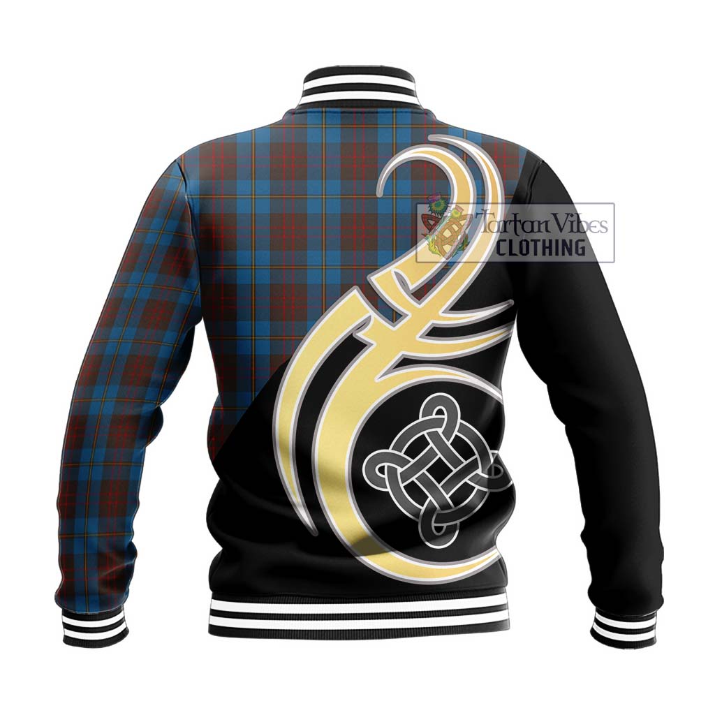 Cameron Hunting Tartan Baseball Jacket with Family Crest and Celtic Symbol Style - Tartan Vibes Clothing