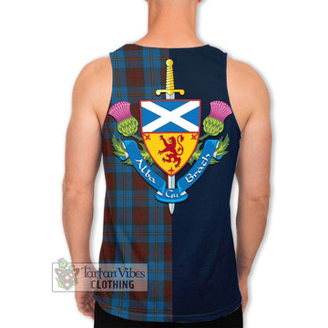 Cameron Hunting Tartan Men's Tank Top Alba with Scottish Lion Royal Arm Half Style