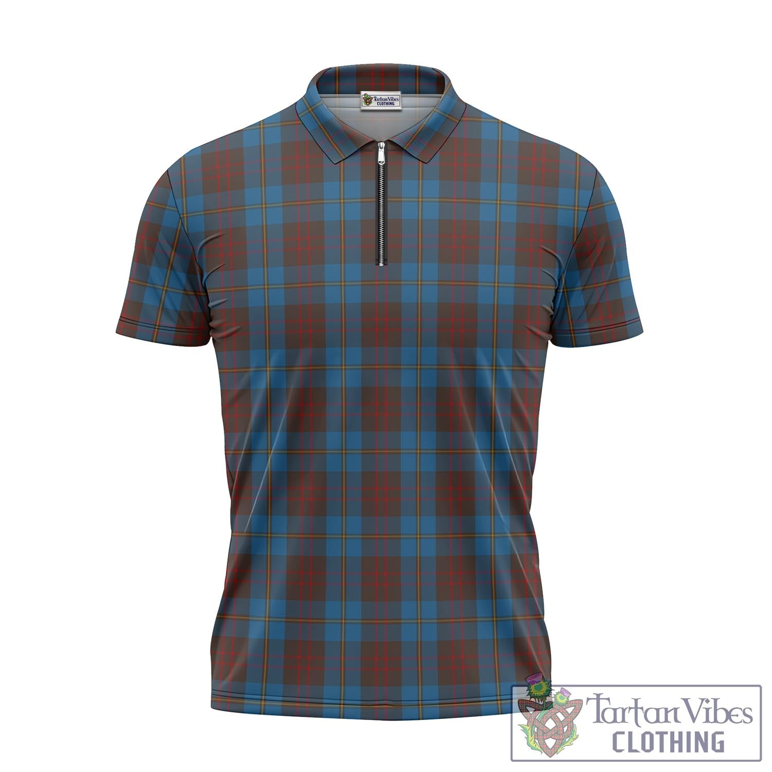 Tartan Vibes Clothing Cameron Hunting Tartan Zipper Polo Shirt