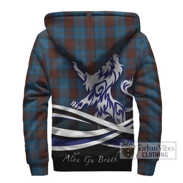 Cameron Hunting Tartan Sherpa Hoodie with Alba Gu Brath Regal Lion Emblem