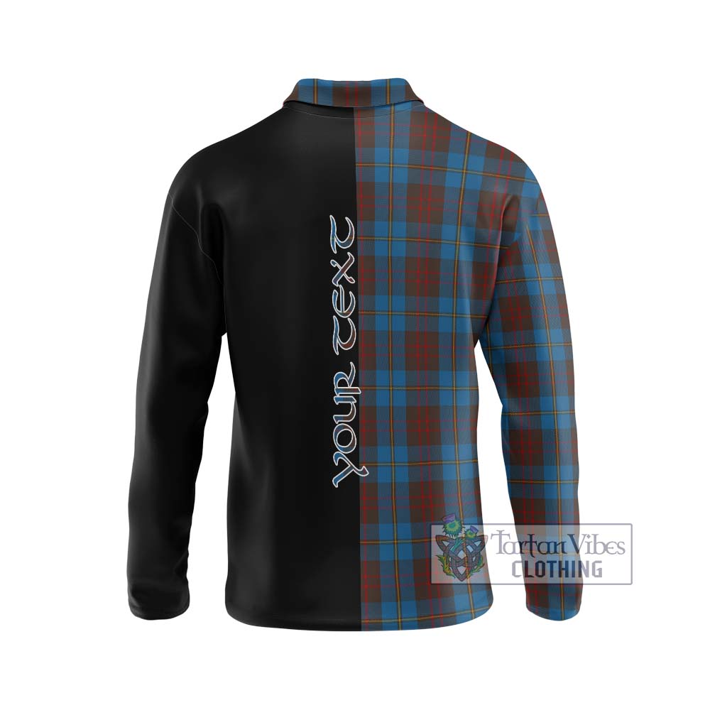 Cameron Hunting Tartan Long Sleeve Polo Shirt with Family Crest and Half Of Me Style - Tartanvibesclothing Shop