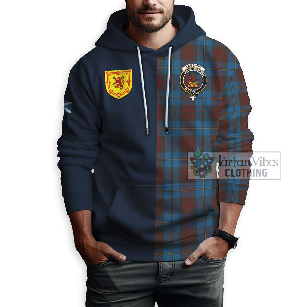 Tartan Vibes Clothing Cameron Hunting Tartan Hoodie with Scottish Lion Royal Arm Half Style