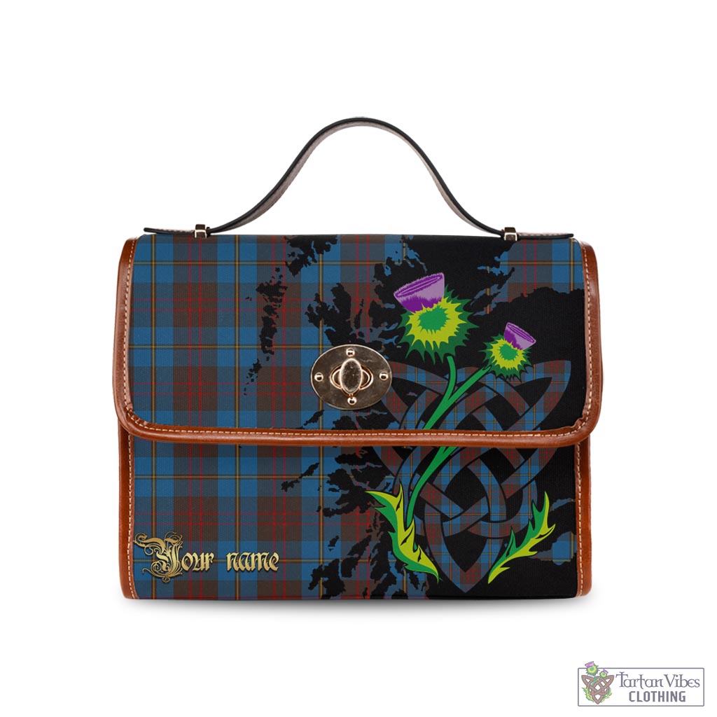 Tartan Vibes Clothing Cameron Hunting Tartan Waterproof Canvas Bag with Scotland Map and Thistle Celtic Accents