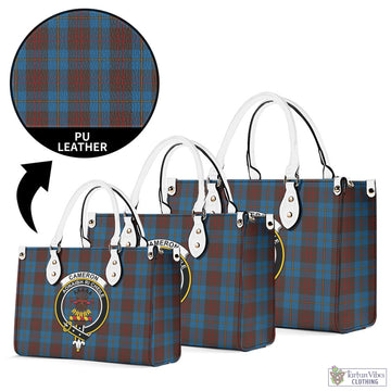 Cameron Hunting Tartan Luxury Leather Handbags with Family Crest