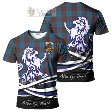 Cameron Hunting Tartan Cotton T-shirt with Alba Gu Brath Regal Lion Emblem