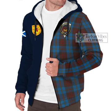 Cameron Hunting Tartan Sherpa Hoodie Alba with Scottish Lion Royal Arm Half Style