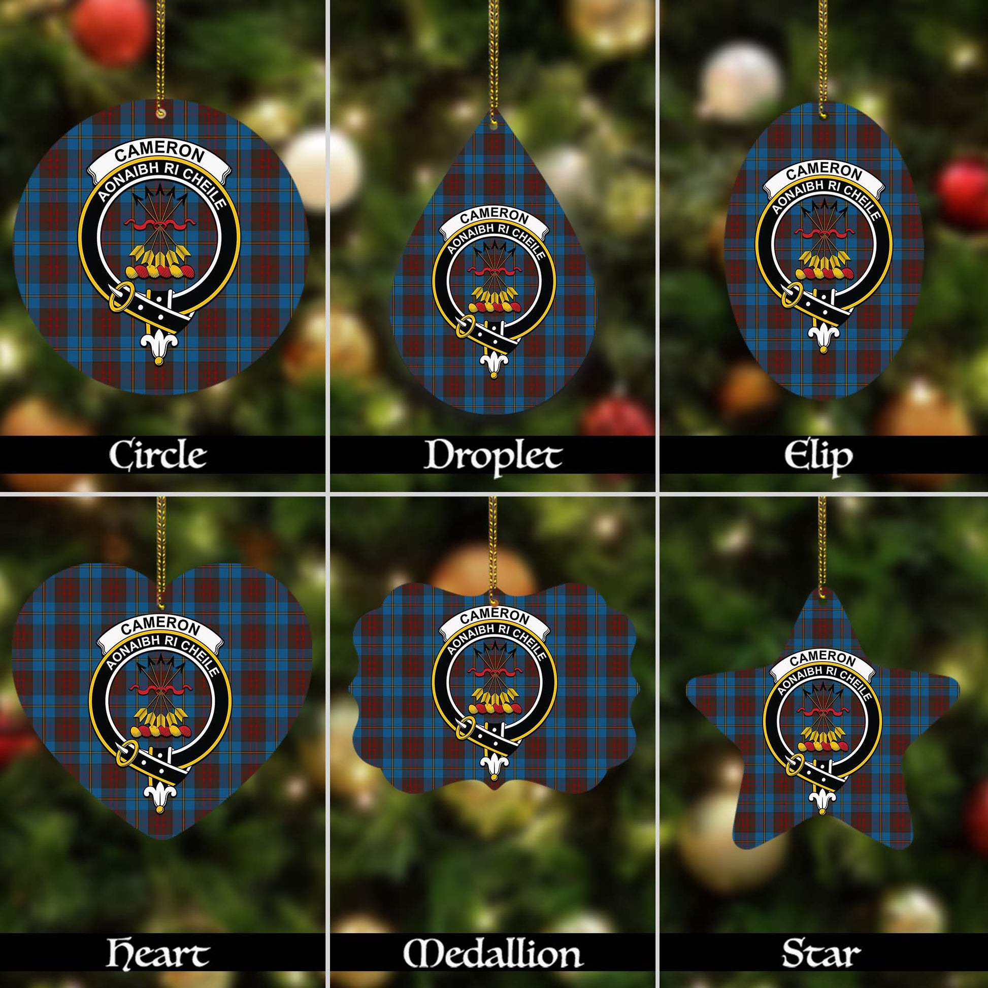 Cameron Hunting Tartan Christmas Ornaments with Family Crest - Tartanvibesclothing