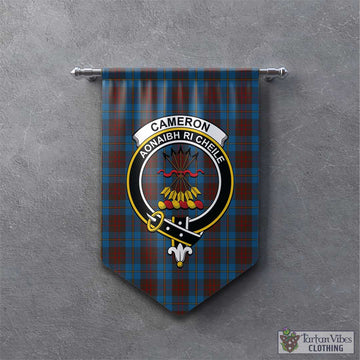 Cameron Hunting Tartan Gonfalon, Tartan Banner with Family Crest