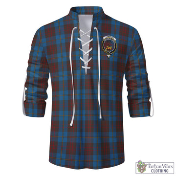 Cameron Hunting Tartan Men's Scottish Traditional Jacobite Ghillie Kilt Shirt with Family Crest