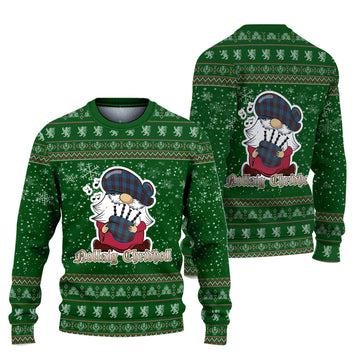 Cameron Hunting Clan Christmas Family Knitted Sweater with Funny Gnome Playing Bagpipes