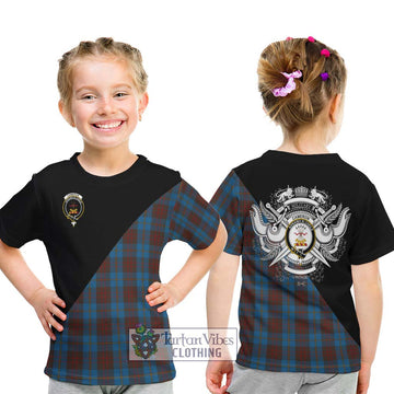 Cameron Hunting Tartan Kid T-Shirt with Family Crest and Military Logo Style