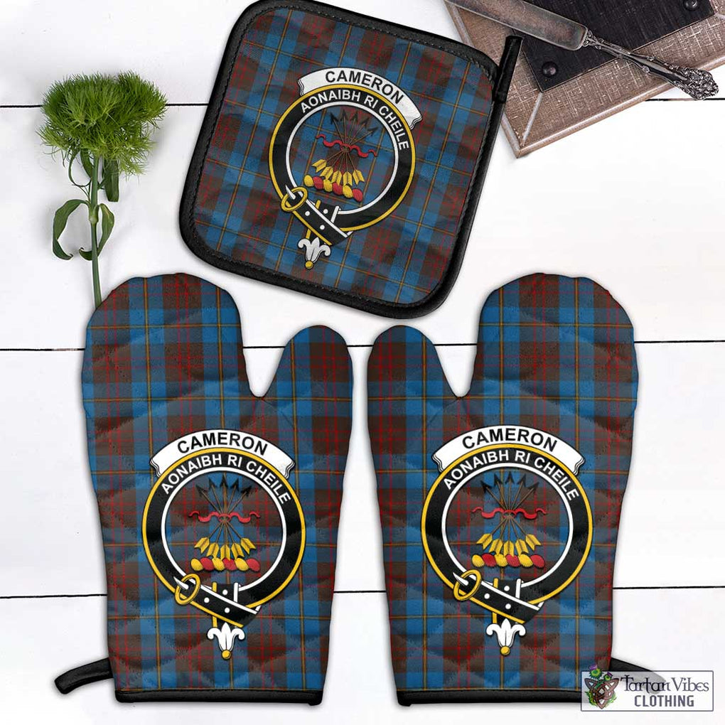 Cameron Hunting Tartan Combo Oven Mitt & Pot-Holder with Family Crest Combo 1 Oven Mitt & 1 Pot-Holder Black - Tartan Vibes Clothing