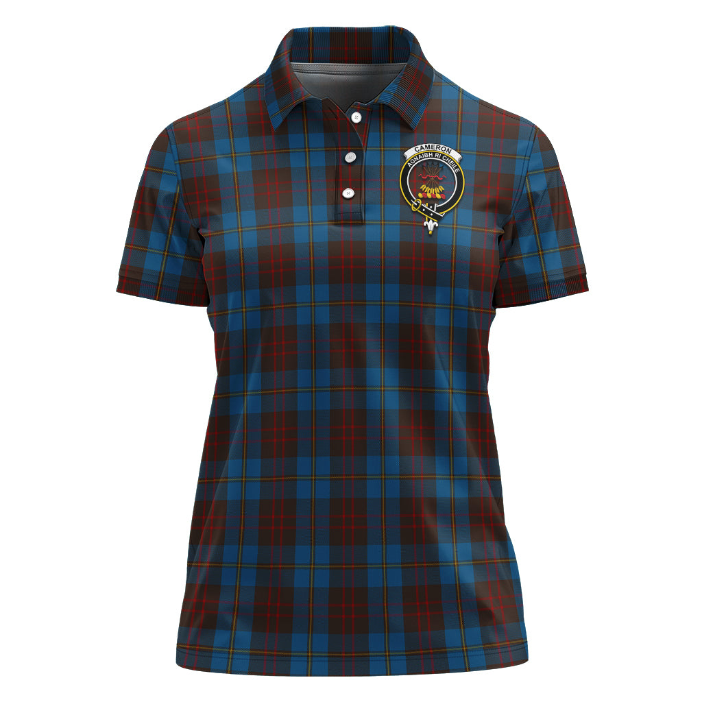 Cameron Hunting Tartan Polo Shirt with Family Crest For Women - Tartan Vibes Clothing