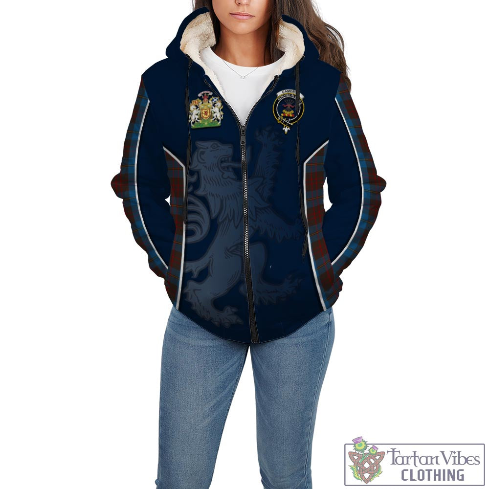 Tartan Vibes Clothing Cameron Hunting Tartan Sherpa Hoodie with Family Crest and Lion Rampant Vibes Sport Style