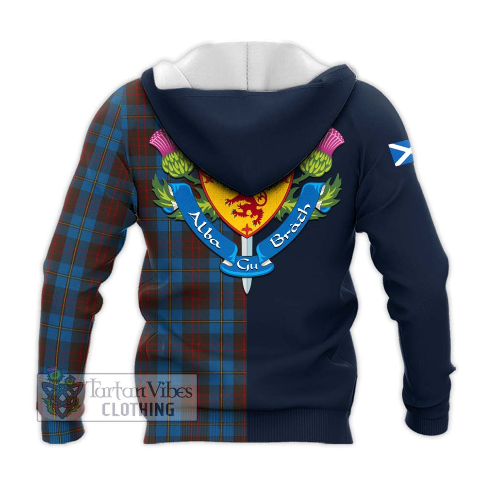 Tartan Vibes Clothing Cameron Hunting Tartan Knitted Hoodie with Scottish Lion Royal Arm Half Style