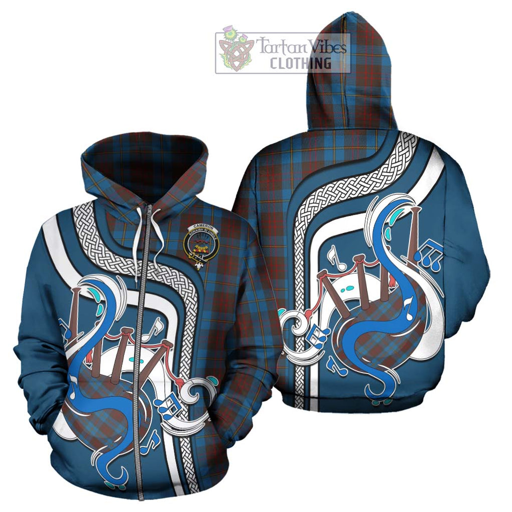 Cameron Hunting Tartan Hoodie with Epic Bagpipe Style - Tartanvibesclothing Shop