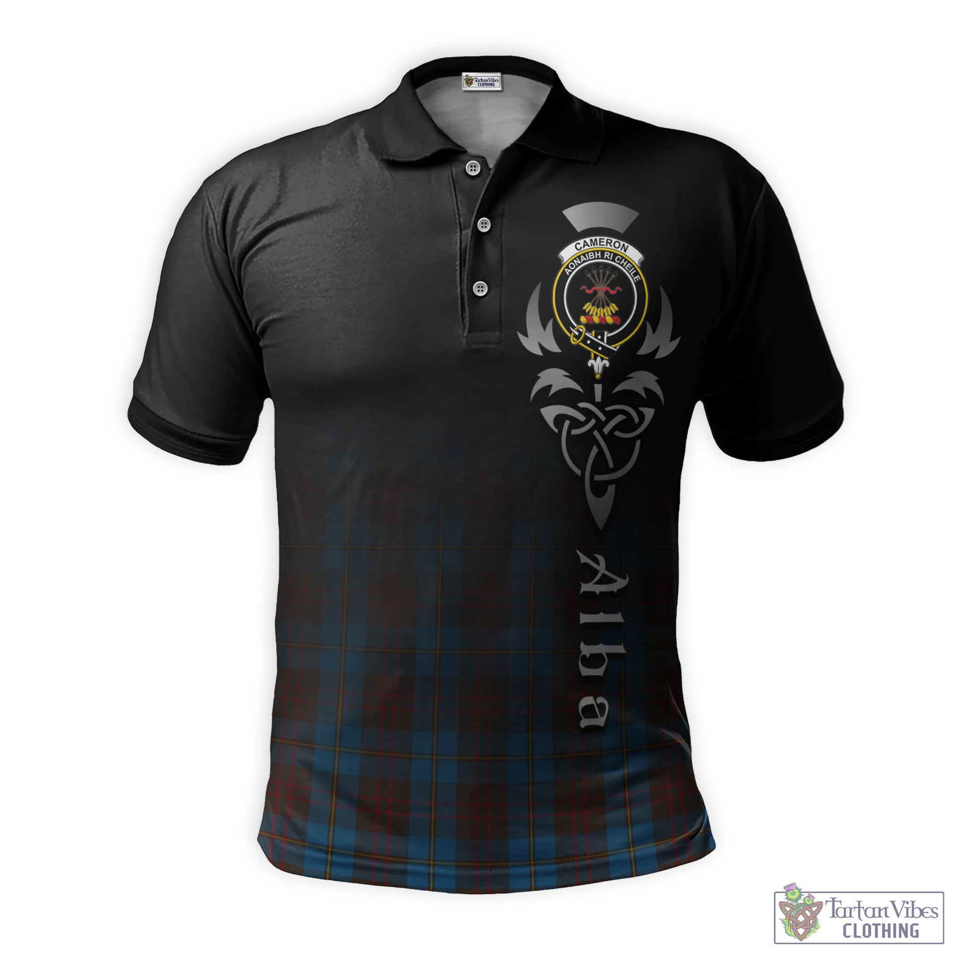 Tartan Vibes Clothing Cameron Hunting Tartan Polo Shirt Featuring Alba Gu Brath Family Crest Celtic Inspired