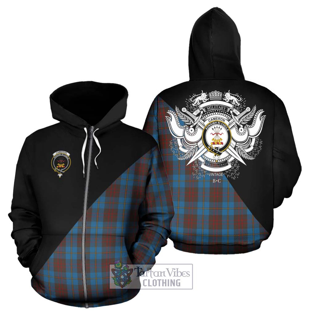 Cameron Hunting Tartan Hoodie with Family Crest and Military Logo Style - Tartanvibesclothing Shop