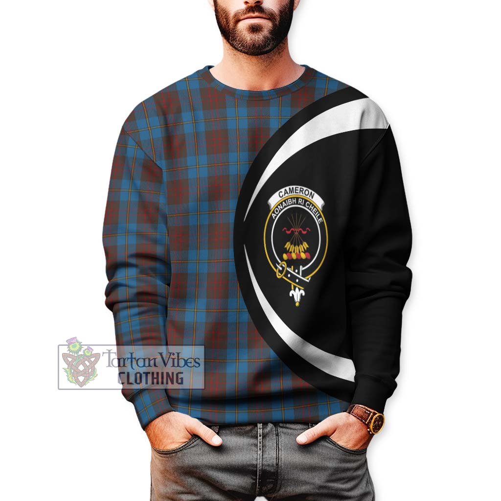 Cameron Hunting Tartan Sweatshirt with Family Crest Circle Style - Tartan Vibes Clothing