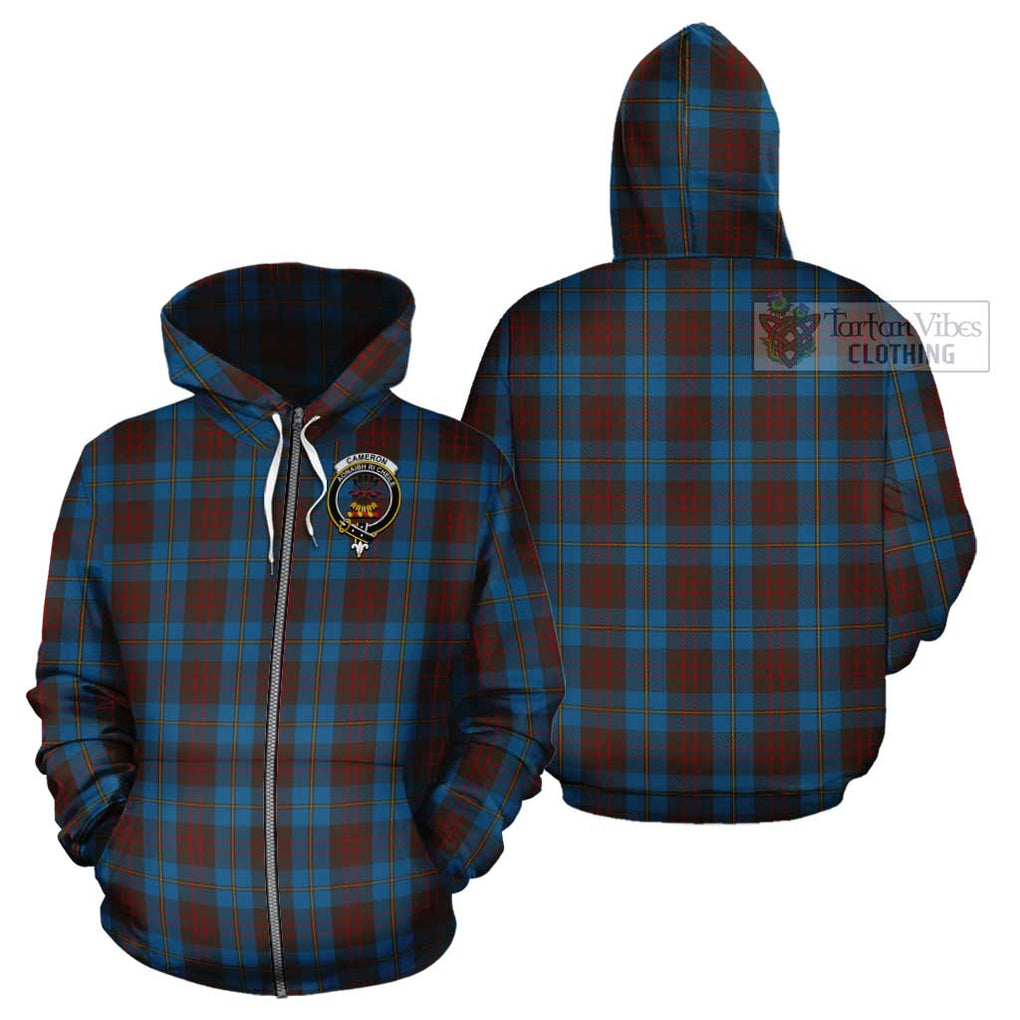 Cameron Hunting Tartan Cotton Hoodie with Family Crest Zip Hoodie - Tartan Vibes Clothing