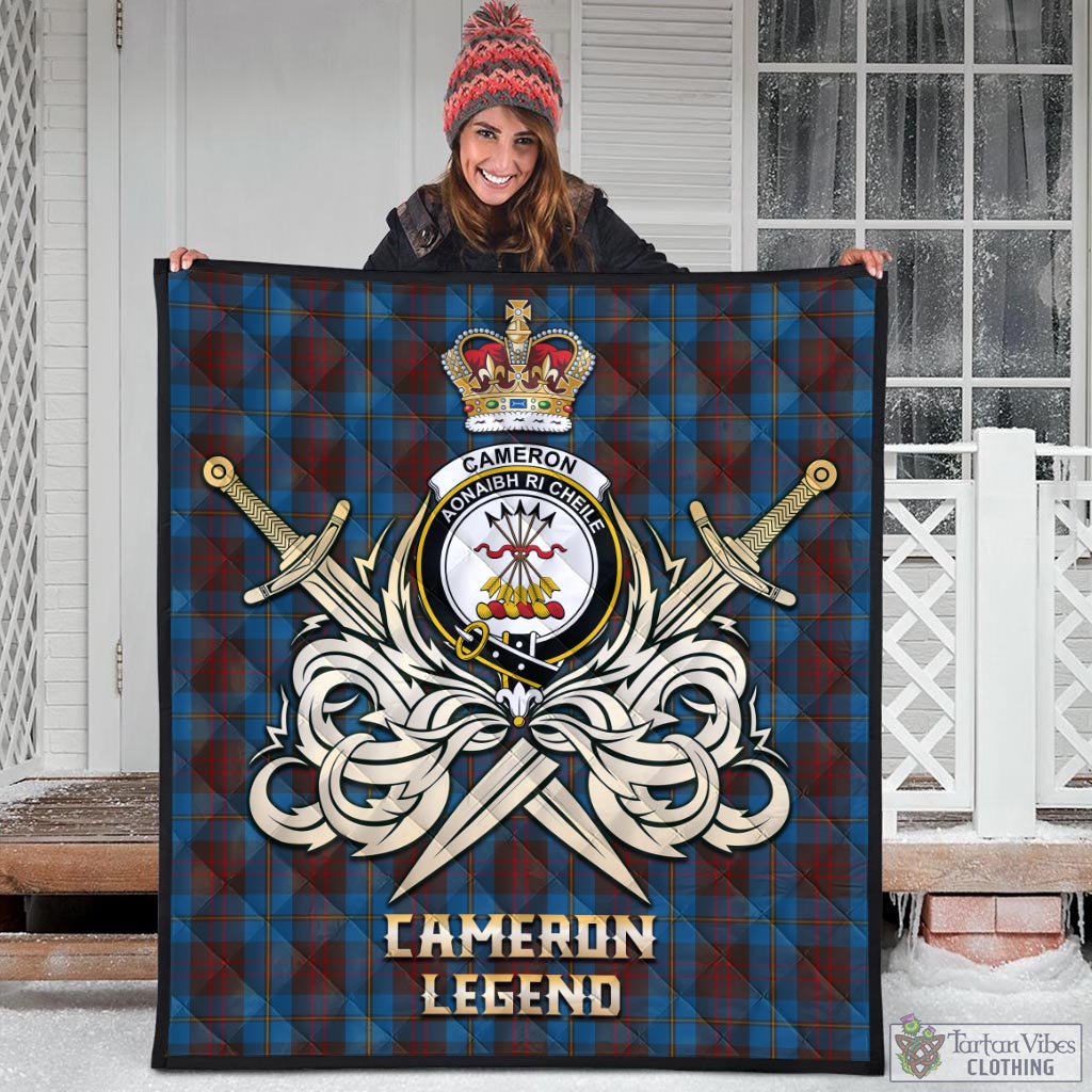 Tartan Vibes Clothing Cameron Hunting Tartan Quilt with Clan Crest and the Golden Sword of Courageous Legacy