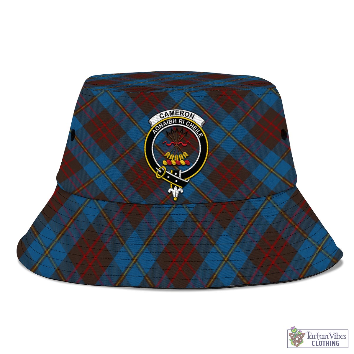 Tartan Vibes Clothing Cameron Hunting Tartan Bucket Hat with Family Crest