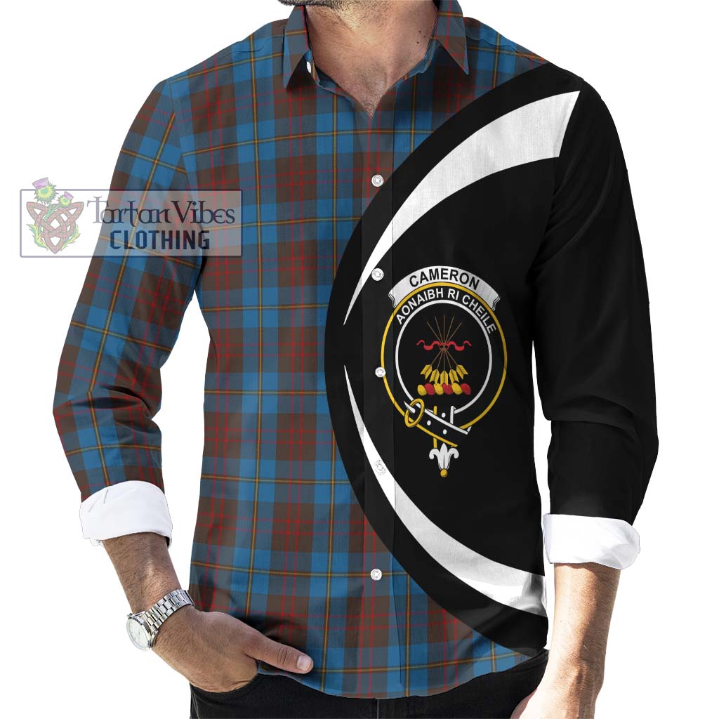 Tartan Vibes Clothing Cameron Hunting Tartan Long Sleeve Button Up with Family Crest Circle Style