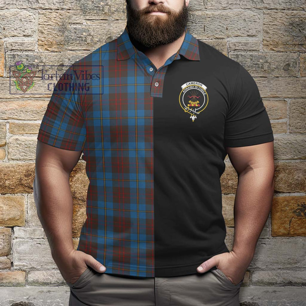 Cameron Hunting Tartan Polo Shirt with Family Crest and Half Of Me Style - Tartanvibesclothing Shop