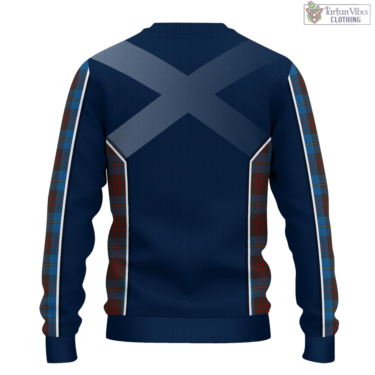 Tartan Vibes Clothing Cameron Hunting Tartan Knitted Sweatshirt with Family Crest and Scottish Thistle Vibes Sport Style