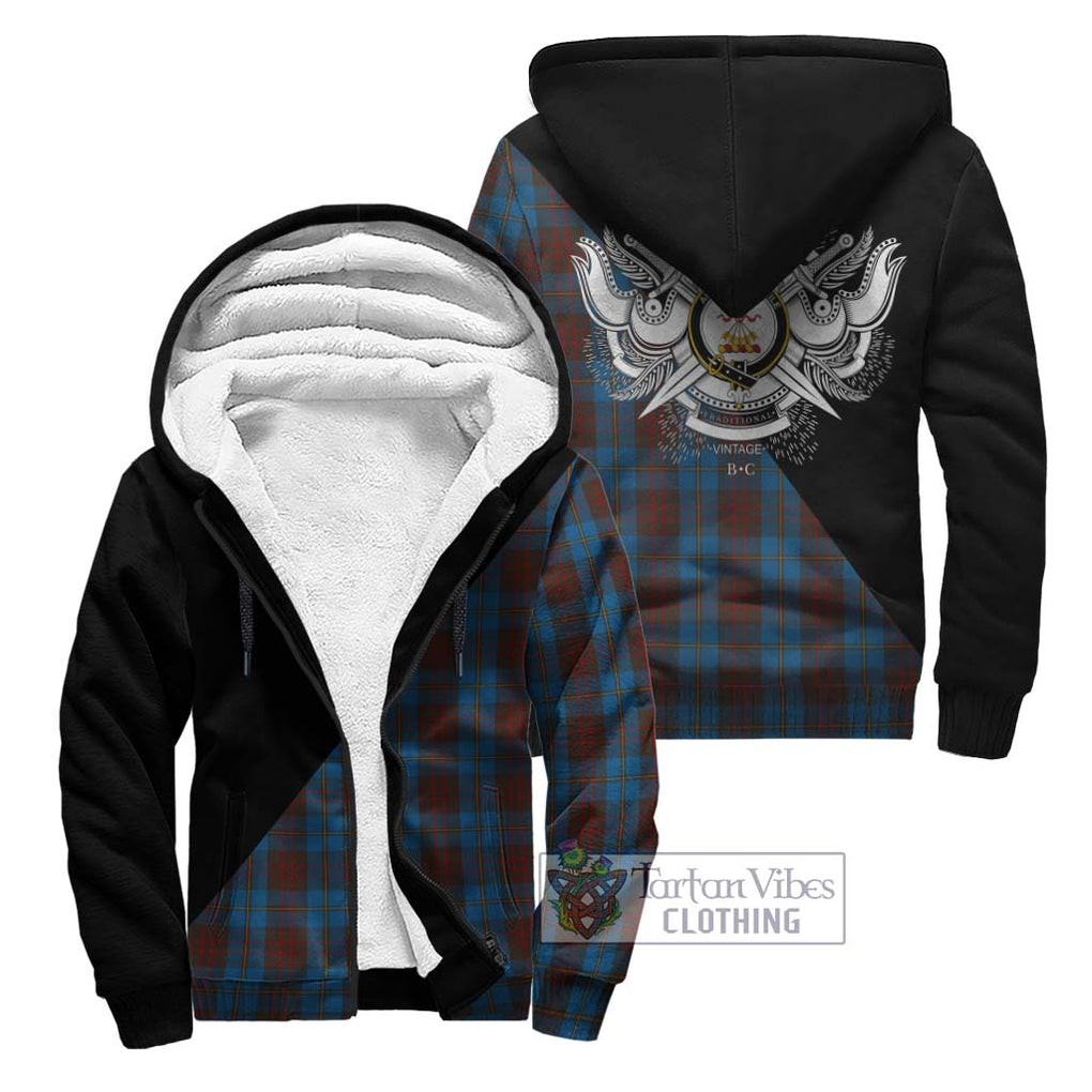 Cameron Hunting Tartan Sherpa Hoodie with Family Crest and Military Logo Style Unisex - Tartanvibesclothing Shop