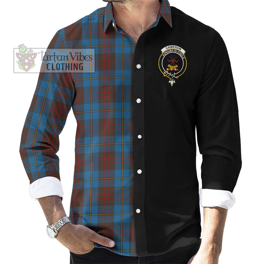 Cameron Hunting Tartan Long Sleeve Button Shirt with Family Crest and Half Of Me Style - Tartanvibesclothing Shop