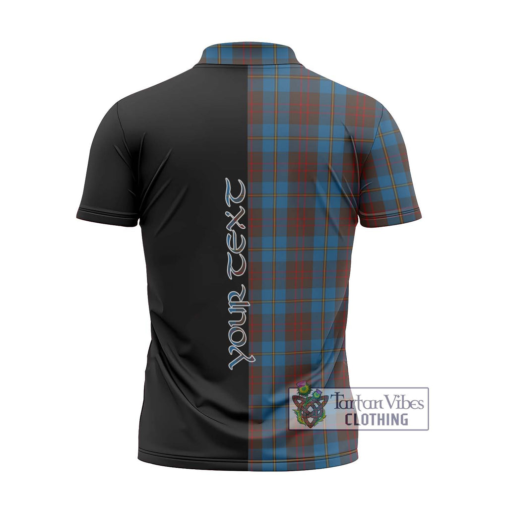 Cameron Hunting Tartan Zipper Polo Shirt with Family Crest and Half Of Me Style - Tartanvibesclothing Shop