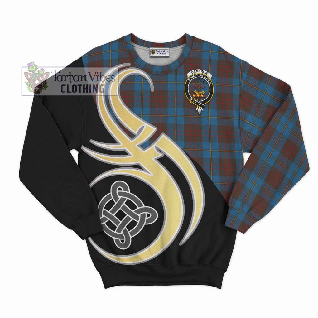 Cameron Hunting Tartan Sweatshirt with Family Crest and Celtic Symbol Style - Tartan Vibes Clothing